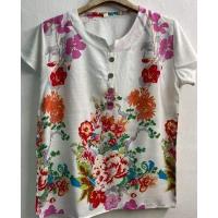 ราคา เสื้อลายดอกผ้าพริ้ว เสื้อผู้ใหญ่ เสื้อตอมกลมผ้าพริ้ว เสื้อลายดอกผ้าสปัน (7995676473)