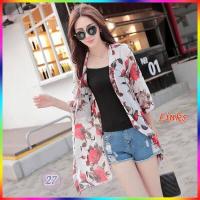 ราคา เสื้อคลุมเกาหลี ผ้าชีฟอง แฟชั่นเกาหลี ผ้าโปร่งบางเบา ลายผ้าสวยงาม ใส่สบาย แบบพริ้วๆ เสื้อคลุม1 (12473968309)