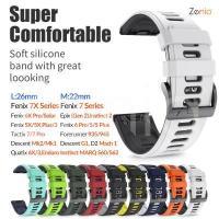 ราคา Zenia 26มม 22มม ซิลิโคนสายนาฬิกาสำหรับ Garmin Fenix 7X 7 6X 6 Pro Sapphire Solar 5X 5 Plus 3 HR Quatix Enduro Forerunner 935 945 Approach S60 S62 D2 Mach 1 Tactix Bravo Charlie Del (12390516444)