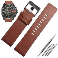 ราคา 26MM 28MM 30MM 32MM Soft Calf Leather Strap Striped Watch Band for Diesel DZ4323 7333 Watch Strap Men s Wrist Watch Bands (15137941669)