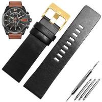 ราคา 26MM 28MM 30MM 32MM Soft Calf Leather Strap Striped Watch Band for Diesel DZ4323 7333 Watch Strap Men s Wrist Watch Bands (15137941661)