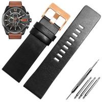 ราคา 26MM 28MM 30MM 32MM Soft Calf Leather Strap Striped Watch Band for Diesel DZ4323 7333 Watch Strap Men s Wrist Watch Bands (15137941639)