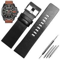 ราคา 26MM 28MM 30MM 32MM Soft Calf Leather Strap Striped Watch Band for Diesel DZ4323 7333 Watch Strap Men s Wrist Watch Bands (15137941674)