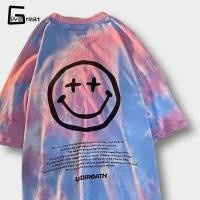 ราคา LIVE GREAT เสื้อมัดย้อม ผู้ชายใหม่ Ins ยี่ห้อ Tie Dye ยิ้มเสื้อยืดพิมพ์ลายสไตล์ฮ่องกงหลวมคู่เสื้อแขนสั้น (7602805200)