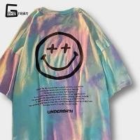 ราคา LIVE GREAT เสื้อมัดย้อม ผู้ชายใหม่ Ins ยี่ห้อ Tie Dye ยิ้มเสื้อยืดพิมพ์ลายสไตล์ฮ่องกงหลวมคู่เสื้อแขนสั้น (7602805206)