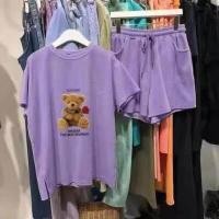 ราคา YIYI SHOP ชุดลำลองแฟชั่นผู้หญิง ชุดเซต 2ชิ้น เสื้อแขนสั้น กางเกงขาสั้น ลายหมี น่ารัก สไตส์เกาหลี (8904788293)