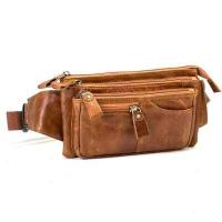 ราคา Chinatown Leather กระเป๋า ผู้ชาย หนังวัวแท้ คาดเอว สะพายหน้าอก ซิปหน้าสีน้ำตาล แทน ดำ (12852182950)