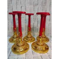 ราคา ฐานวางเศียร ขนาดกลาง ฐานตั้งเศียร ขาตั้งเศียร ขาตั้งหัวโขน สูง 13 นิ้ว ไม้กลึง ปิดทอง ตีลาย ประดับเพชร หัวโขน เศียรครู เศียรเทพ (9690853258)