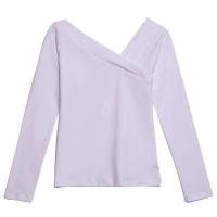 ราคา แขนยาวสีดำ One Word ไหล่เฉียงเสื้อยืดคอวี (7227596668)