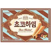 ราคา ออนนี่เกาหลี ขนมเกาหลี crown White Heim choco heim hazelnut บิสกิตสอดไส้ช็อกโกแลตเฮเซลนัท 128g 쵸코하임 화이트 하임 (16421106721)