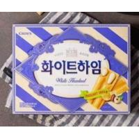 ราคา ออนนี่เกาหลี ขนมเกาหลี crown White Heim choco heim hazelnut บิสกิตสอดไส้ช็อกโกแลตเฮเซลนัท 128g 쵸코하임 화이트 하임 (16421106722)