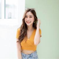 ราคา Spinny House ครอปไขว้หน้า เสื้อครอปแขนสั้น รุ่นฮิตติดลมบน ใส่ไม่มีเอ้าท์ MM 121 M302B (15132219570)