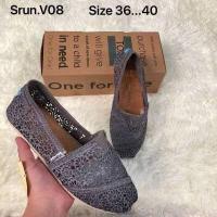 ราคา รองเท้า TOMS ALPARGATA CROCHET ผ้าลูกไม้ สีดำ สีครีม สีเทา รองเท้าแบบสวม รองเท้าผู้หญิง (12204960005)