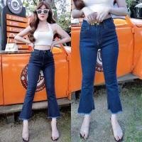 ราคา iFashion 090 กางเกงยีนส์ผู้หญิง เอวสูง ขาม้าเล็ก 8 ส่วน กางเกงผู้หญิง (15178009996)