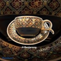 ราคา ชุดกาแฟเบญจรงค์ espresso 1 ชุด 1 ถ้วย 1 จานรอง แบบ Matte Black ONE Espresso cups and saucer matte black by JJ Benjarong (9617706349)