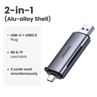 ราคา ส่งไวจากไทย UGREEN SD Card Reader USB 3 0 Type C OTG Memory Card Adapter Portable 2 Slots for TF SD Micro SD SDXC SDHC MMC RS MMC Micro SDXC Micro SDHC UHS I for macOS Windows Li (14760915067)