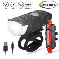 ราคา MIAOKA Bicycle Light ไฟจักรยาน LED ไฟหน้าแบบชาร์จไฟ USB ไฟหน้าและไฟท้ายจักรยาน ไฟเตือนความปลอดภัยสำหรับจักรยาน ไฟจักรยานกันน้ำ ไฟฉาย (10517319732)