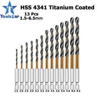 ราคา Toolstar ชุดดอกสว่านเคลือบไทเทเนียมเหล็กความเร็วสูง HSS 1 4ก้านหกเหลี่ยม1 5 6 5มม 13ชิ้น (13196165456)