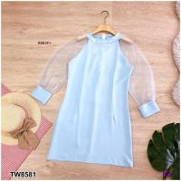 ราคา พร้อมส่ง ชุดเดรสสีชมพู ใส่ออกงาน ไปงานแต่งงาน เดรสชมพู สีเรียบหรู ไม่มีลาย สาวอวบนิดๆใส่ได้ค่ะ8581 (14573063960)