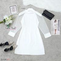 ราคา พร้อมส่ง ชุดเดรสสีชมพู ใส่ออกงาน ไปงานแต่งงาน เดรสชมพู สีเรียบหรู ไม่มีลาย สาวอวบนิดๆใส่ได้ค่ะ8581 (14506330888)