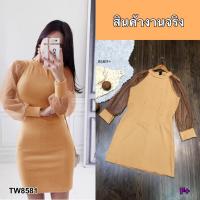 ราคา พร้อมส่ง ชุดเดรสสีชมพู ใส่ออกงาน ไปงานแต่งงาน เดรสชมพู สีเรียบหรู ไม่มีลาย สาวอวบนิดๆใส่ได้ค่ะ8581 (14573063961)