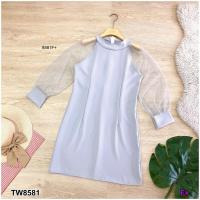 ราคา พร้อมส่ง ชุดเดรสสีชมพู ใส่ออกงาน ไปงานแต่งงาน เดรสชมพู สีเรียบหรู ไม่มีลาย สาวอวบนิดๆใส่ได้ค่ะ8581 (14573063958)