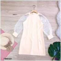 ราคา พร้อมส่ง ชุดเดรสสีชมพู ใส่ออกงาน ไปงานแต่งงาน เดรสชมพู สีเรียบหรู ไม่มีลาย สาวอวบนิดๆใส่ได้ค่ะ8581 (14573063959)