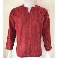 ราคา เสื้อผ้าฝ้าย ผ้าพื้นเมือง TC คอเจาะ แขนยาว (217636928)