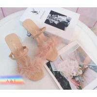 ราคา รองเท้าส้นแก้ว ขนนก ขนมิ้ง งานขายดีที่สุด (15733284862)