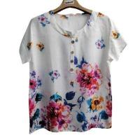 ราคา เสื้อลายดอกผ้าพริ้ว เสื้อผู้ใหญ่ เสื้อตอมกลมผ้าพริ้ว เสื้อลายดอกผ้าสปัน (7995676471)