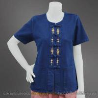 ราคา ส่งฟรี เสื้อหม้อฮ่อม คอกลมกระดุมจีน เข้ารูปหญิง ม่อฮ่อมแท้ ม่อฮ่อมหญิง ม่อฮ่อมเข้ารูป (16624743294)