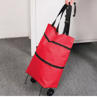 ราคา กระเป่าผ้า Shopping มีล้อลาก ถุงผ้าแฟชั่นลดโลกร้อน ถุงผ้าพับได้สีใสสดใส สินค้าใหม่ พร้อมส่ง (14543234849)