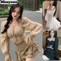 ราคา Missyouu เสื้อสตรีผ้าชีฟองสลิมฟิตคอสี่เหลี่ยม สีพื้น (11805562908)