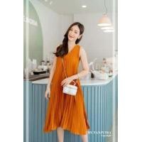 ราคา เดรสคอวี อัดพลีท dree V peet สีเยอะมาก เดรสพลีทดารา ชุดคลุมท้อง (10322106242)