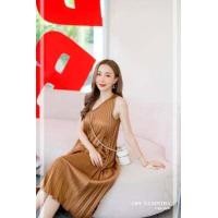 ราคา เดรสคอวี อัดพลีท dree V peet สีเยอะมาก เดรสพลีทดารา ชุดคลุมท้อง (15694754329)