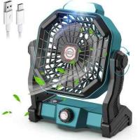 ราคา พัดลมพกพาแบบตั้งโต๊ะ พร้อมโคมไฟในตัว พัดลมแคมป์ปิ้ง อเนกประสงค์ ทนทาน พัดลม 2in 1 พร้อมตะขอแขวน หมุนปรับระดับได้ แบตเตอรี่ 7800 mAh (15350689190)