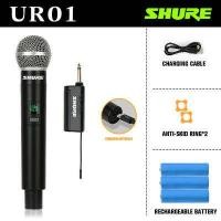 ราคา SHURE UR01 UR02 ไมโครโฟนไร้สาย 2 ไมโครโฟนแบบใช้มือถือ 50M ระยะทางรับ UHF FM Cyclic ชาร์จไม่มีการรบกวน KTV เวทีวงดนตรีประสิทธิภาพใช้ รับประกันแท้ (16171561449)