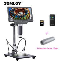 ราคา TOMLOV DM202 10 1นิ้ว HDMI LCD ไมโครสโคปแบบดิจิตอล 10 Enhanced Stand Included 16MP Coin Microscope With Screen For Adults Soldering Microscope Tv windows mac Compatible 32GB Card Included (16563256354