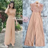 ราคา BS2762 จั้มสูทกางเกงขายาว ด้านบนแต่งลูกไม้นำเข้า (14275665726)