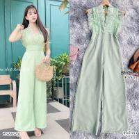 ราคา BS2762 จั้มสูทกางเกงขายาว ด้านบนแต่งลูกไม้นำเข้า (14574498497)