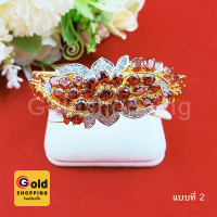 ราคา กำไลคลิปล็อคฝังพลอยดอกไม้ข้างพลอย นพเก้า โกเมน บุษราคัม เขียวส่อง มรกต แซฟไฟร์ กำไลทอง เสริมบารมี ใส่อาบน้ำได้ (16125893033)