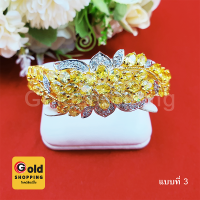 ราคา กำไลคลิปล็อคฝังพลอยดอกไม้ข้างพลอย นพเก้า โกเมน บุษราคัม เขียวส่อง มรกต แซฟไฟร์ กำไลทอง เสริมบารมี ใส่อาบน้ำได้ (16125893034)