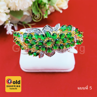 ราคา กำไลคลิปล็อคฝังพลอยดอกไม้ข้างพลอย นพเก้า โกเมน บุษราคัม เขียวส่อง มรกต แซฟไฟร์ กำไลทอง เสริมบารมี ใส่อาบน้ำได้ (16125893036)