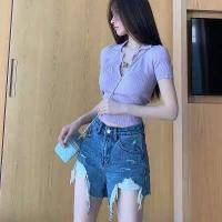 ราคา Hello Yim เสื้อไหมพรมร่องใหญ่คอปก แหวกอกลึก สุดเซ็กซี่สีพาสเทล No 3008 (9439177134)