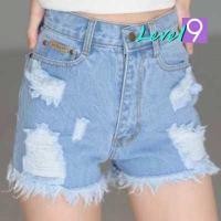 ราคา กางเกงยีนส์ผู้หญิง กางเกงยีนส์ขาสั้น แต่งขาด ปลายรุ่ย เอวสูง ผ้าไม่ยืด มี 5 สี สียีนส์เข้ม สียีนส์อ่อน ซีเซอร์ ดำ ขาว (16159146652)