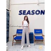 ราคา กางเกงเอวสูงขากระบอกใหญ่จีบหน้า ผ้าโควี่ วาเลนไทน์ (16141527514)