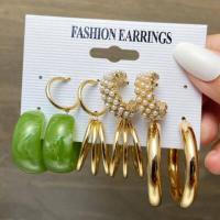 ราคา 17MILE Trendy Metal Pearl Stud Earrings Set For Women Vintage Gold Color Round Hoop Earrings Set 2021Earrings Jewelry Gifts (9135984565)