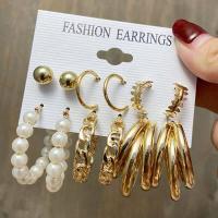 ราคา 17MILE Trendy Metal Pearl Stud Earrings Set For Women Vintage Gold Color Round Hoop Earrings Set 2021Earrings Jewelry Gifts (9135984579)