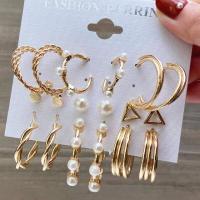 ราคา 17MILE Trendy Metal Pearl Stud Earrings Set For Women Vintage Gold Color Round Hoop Earrings Set 2021Earrings Jewelry Gifts (9135984561)