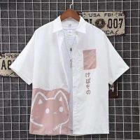 ราคา ญี่ปุ่นแบรนด์อินเทรนด์ใหม่สีตีแขนสั้นชายเสื้อฤดูร้อนหลวมหล่อคู่เสื้อผู้ชายเสื้อ เสื้อยืดผู้ชาย (12830249952)